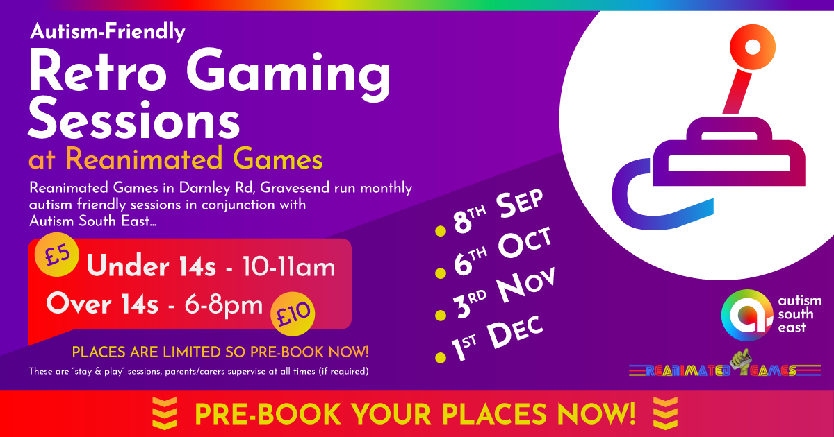 Autism Gaming Sessions at Reanimated Games - 8th Sep, 6th Oct, 3rd Nov, 1st Dec
